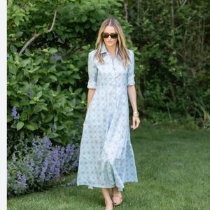 Julia Amory The JA Shirt Dress Mosaic Print Blue Size XL